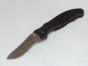 Kershaw Knives-1680ST, Steven Seagal Signature Series Folding Flipper Knife, 3.5'' Part Serrated Blade, Aluminum Handles, W/ Pocket Clip, Rare, Discontinued