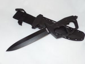 Cold Steel Knives-80NTP , Chaos Double Edge Tactical Fixed Blade Knife ,  Aluminum Handles , Secure Ex- Sheath ,  7-1/2'' SK-5 Carbon Steel Blade