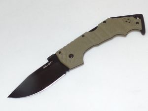 Cold Steel Knives-58TLAKVG , AK-47 Tactical Lockback Folding Knife , 3.5'' Black Plain Blade , Od Green G-10 Handles , W/ Pocket Clip