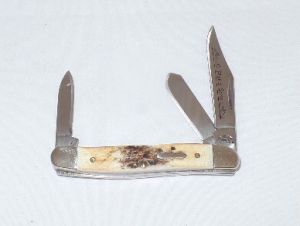 CASE- 06368 -Stockman BRNT Stag Folding Pocket Knife with Leather Pouch  ( 2.5" Stainless Steel Blade)