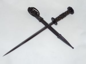 Cold Steel Knives-88HRDL , Rondel Dagger , 11.5'' Carbon Steel Blade , W/ Leather Sheath , Rosewood Handles