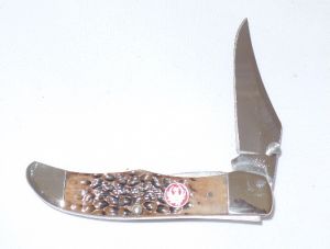 CASE- 06506 -Mid Folding HTR New Black Folding Pocket Knife with Leather Pouch ( 2.5" Stainless Steel Blade ) 06506