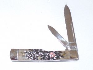 CASE- 06500 -Gunstock new Black Folding Pocket Knife with Leather Pouch( 2.5" Stainless Steel Blade )