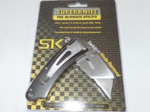 Super Knife , SU-502 -SK 2 Black  Folding Utiity Knife , Aluminum Handles , Razor Cutting Tool