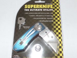 Super Knife-SU-903 Blue  Folding Ulitily Razor Edge Knife, Aluminum, Handle, SU-903