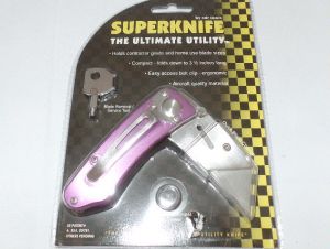 Super Knife-SU-905  Purple Folding Utility Razor Knife, Aluminum Handle-SU-905