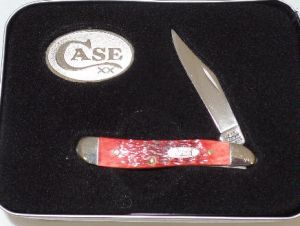 Case Knives-64711 Coca Cola Version  Peanut Folding Pocket Knife, 1-3/4'' High Polished Blade, Slip Joint, Red Bone Handles, Discontinued, Rare