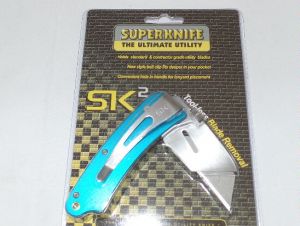 Super Knife-SU-503 , SK2  Blue Utility Folding Knife, Aluminum Handles, Razor Cutting Tool