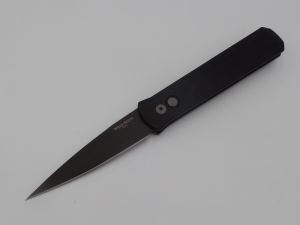 Pro-tech Knives-702, Godson Automatic Folding Knife, 3.15'' Black Plain Blade , G-10 Scales , 154CM  Blade, W/ Pocket Clip