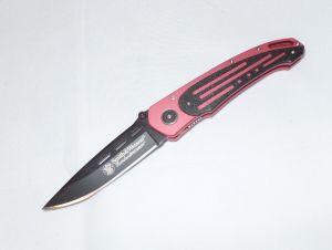 Smith & Wesson-SW480 Homeland Security Pocket Knife, Red Handle, Plain Edge Blade-SW480