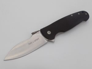 Viper Knives - V5944GB , Italo, Folding Knife, Flipper , 3.75'' Satin Plain Blade , Black G-10/ Titanium Handles  , W/ Pocket Clip