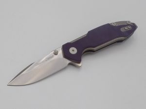 Viper Knives - V5954GP , Hinderer Storm, Flipper  ,3.12'' Satin Blade , Purple G-10  / Titanium Handles , W/ Pocket Clip