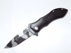 Smith & Wesson -CK2CM , Medium Homeland Security Folding Pocket Knife, 3-3/8'' Drop Point Blade, Black Aluminum Handles, W/ Pocket Clip