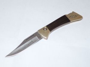 Case Mako Automatic Pocket Knife, Clip Point Blade, Leather Sheath , Staminwood Inlays-MAKO