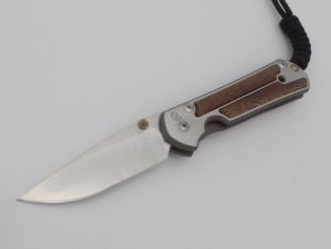 Chris Reeve Knives - S21-1234 , Small Sebenza 21 , Folding Knife , Titanium / Striped Platan Wood Handles , S35VN Stonewash Blade , W/ Pocket Clip (Knives)