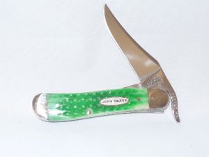 Case Knives-01823 John Deer  Version Russlock Folding Pocket Knife, Green Bone Handles, Nickel Silver Bolsters, Rare-Discontinued, In Gift Tin Box