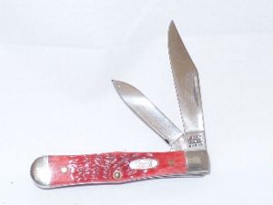 Case Knives-64700  Coca Cola Santa Folding Pocket Knife, ,1-3/4'' Plain Blade, Dark Red Bone Handles,,Brass Liners, Discontinued, Rare, Tin Gift Box
