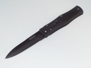 Mikov Knives - 241-BH-1 / BKP , Predator Automatic Leverlock, 3.76'' N690 Blade , Black ABS Handles , W/ Leather Sheath (Knives)