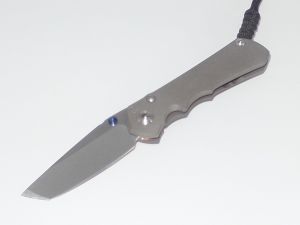 Chris Reeve Knives - SIN-1042 , Small Inkosi Classic Folding Knife , 2.8'' Tanto Blade , Titanium Handles , Framelock , W/ Leather Sheath