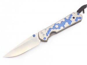 Chris Reeve Knives - L21-1244 , Large Sebenza 21 CGG ,  Circuits Gentleman's Folding Knife , 3.62'' Stonewash Plain Blade , Titanium Handles , W/  Pocket Clip