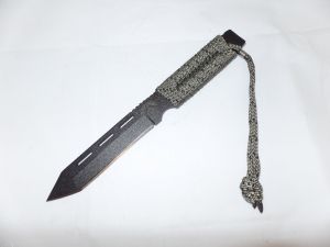 TOPS Knife- SSPBT-08 -Swat Spike Non-Serrated Black Knife ( 4.5" Tanto Stainless Steel Blade)