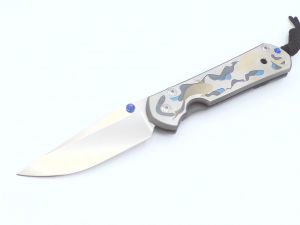 Chris Reeve Knives - L21-1250 , Large Sebenza 21  Koi Pond CGG , Folding Knife , Titanium Handles , 3.62'' Stonewash S35VN Blade , W/ Pocket Clip