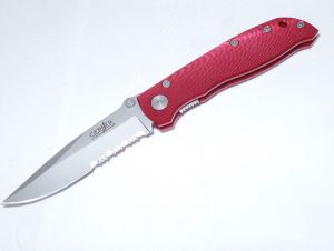 Gerber Knives- 05918  , Harsey Air Ranger , 3.25'' Part Serrated Blade, Red Aluminum Handles, W/ Pocket Clip, Discontinued