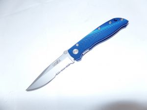 Gerber-05920 Harsey Air Ranger  Folding Pocket Knife, 3.25''  Part Serrated Blade, Blue Machined Aluminum Handles