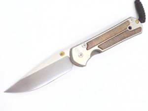 Chris Reeve Knives - L21-1234 , Large Sebenza Gentlemens Folding Knife , 3.62'' Satin S35VN Blade , Striped Platan Wood Inlays, W/  Titanium Handles