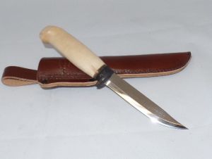Marttiini -134012 Lynx Fixed Blade Knife, Bronze Handle Ferrule, ;Leather Sheath-134012