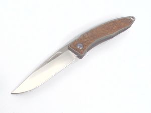 Chris Reeve Knives- MNA-1108 , Mnandi ,  Gentlemens Folding Knife , S35VN Plain Blade , Titanium Striped Platan Handles , W/ Pocket Clip