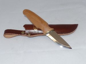 Marttinni-542010 Explorer Inox Fixed Blade Knife, Stainless Steel Blade, Leather Sheath-542010