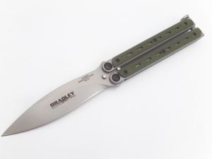 Bradley Cutlery - BCC901 , Kimura Butterfly Knife , O.D Green G-10 Handles , 3.8'' Spear Point Blade