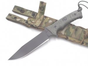 Chris Reeve Knives- PAC-1000, Pacific , Tactical Fixed Blade Knife ,  Micarta Canvas Handles , 6'' Plain S35VN  Plain Blade ,  Camo Nylon Sheath
