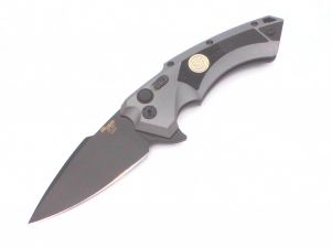 Hogue Knives -36532 , Sig Sauer EX-A05 , Automatic Folding Knife , 3.5' Black Plain Blade , Grey Aluminum Handles ,W/ Pocket Clip