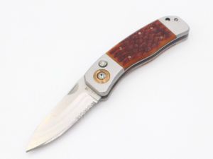 CRKT Knives-7243A, Lake P.A.L  Automatic  Folding Pocket Knife, Jigged Bone Handles, 2.75'' Part Serrated Blade, W/ Leather Sheath, Auto Conversion