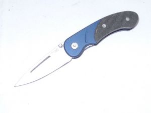Xi-Kar-138AB Excel Lightweight Utility Knife With Blue Aluminum Frame, Liner Lock G-10 Handles.-XI 138AB