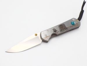Chris Reeve Knives- L21-1260 , Large Sebenza 21 CGG ,  Lunar Landing Folding Knife , 3.62'' Drop Point Blade , Titanium Handles  , W / Pocket Clip