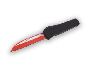 Microtech Knives - 241-M-1-RDBK , Cypher MK7 , S/E , OTF , Auto Knife , 4'' M390  Red Blade , W/ Pocket Clip