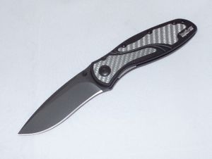 Kershaw Knives-1670SG10 , Blur Assisted  Opening Pocket Knife By Ken Onion, Silver Twill G-10 Inlays, 3.375' Plain Blade, No Box, Discontinued, (XXX)