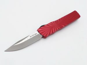 Brian Tighe And Friends -001300-1 , Twist Tighe Small OTF , 2.75'' Clip Point S35VN Blade , Ceramic Red Handle , W/ Pocket Clip