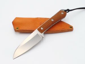Chris Reeve Knives - NYA-1001 , Nyala Insingo Fixed Blade Knife  , 3.75'' S35VN Blade , Natural Canvas Micarta Handles , W/ Brown Leather Sheath