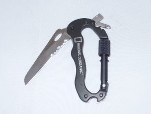 Kershaw Knives-1004 ,National Geographic Carabiner Tool, Mutitool, Black Teflon Coated Aluminum Handles, No Box , (XXX) Rare, Discontinued
