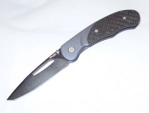 Xi-Kar XI-158 TBT Titanium Blue Frame Lock, With Carbon Fibre / Teflon Folding Knife-XI-158TBT