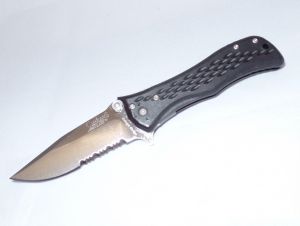 Camillus Knives-C2364-B Blaze Assisted Opening Liner Lock Knife, Black Zytel Handles,3.65'' Serrated AUS-8 Blade, With Reversible