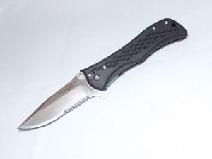 Camillus Knives-925 Blaze Assisted Opening Pocket Knife, 3'' Silver Serrated Blade, Black Zytel Handles, With Reversible Pocket Clip