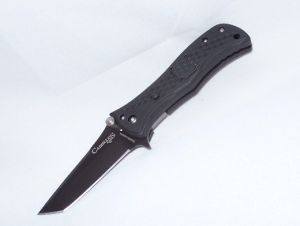 Camillus Knives-717 Blaze Assisted Opening Knife, 2.82'' Black Tanto Plain Blade, Black Zytel Handles, With Reversible Stainless Steel Clip