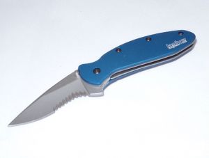 Kershaw-1620BLST Scallion Blue Aluminum Handles, Assisted Opening Knife, 2.25'' Part Serrated Blade By Ken Onion