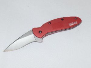 Kershaw-1620RD Scallion By Ken Onion, Assisted Opening Knife,, 2-1/4'' Bead Blast Blade, Red Aluminum Handles, Speed Safe Technology