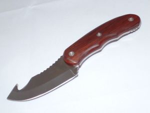 Kershaw- 2314 Majesty Skinner, Fixed Blade Knife, With Guthook, Cocobolo Handles, Hunting Knife, Leather Shaeth